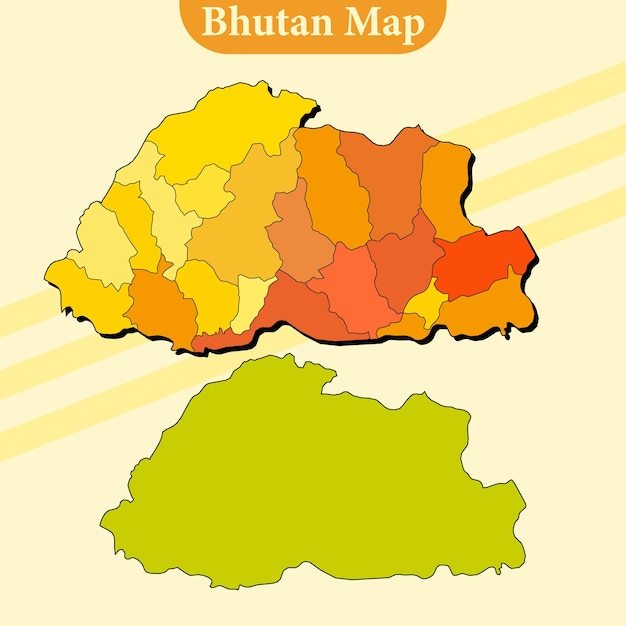 Vector bhutan map vector with regions and cities lines and full every region