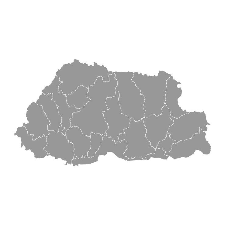 Вектор карта бутана с административными подразделениями