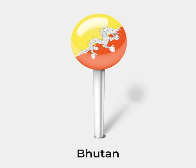 Vector bhutan push pin for map vector illustration