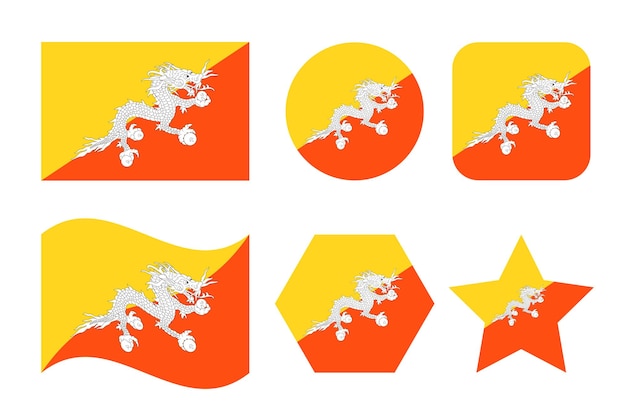 Bhutan vlag eenvoudige illustratie voor onafhankelijkheidsdag of verkiezing. Eenvoudig pictogram voor web