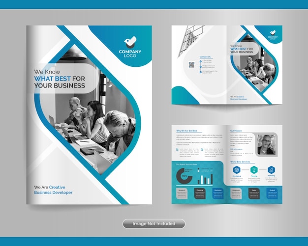 Bi fold brochure template for corporate business and marketing agency