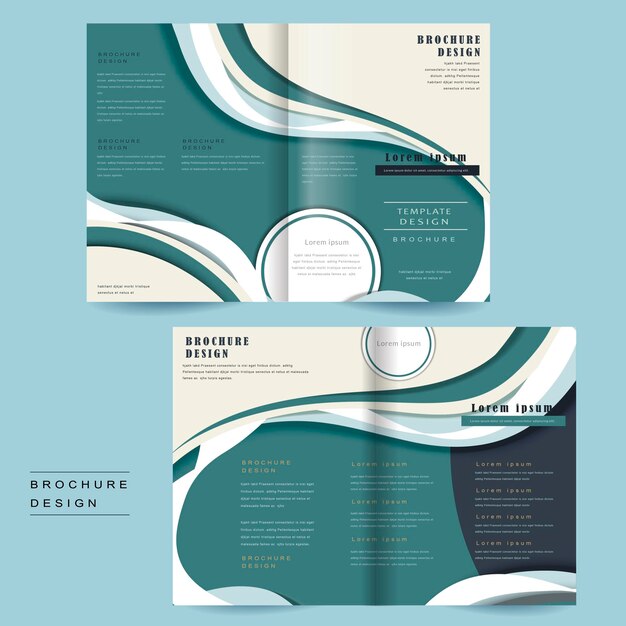 Bi-fold brochure template with streamline design in blue and white