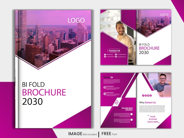 Bi fold business brochure design template