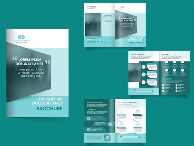 Bi-fold business brochure, flyer layout in front and back view.