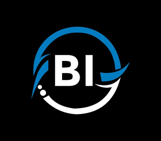 円形の BI 文字ロゴ デザイン BI 円と立方体形のロゴ デザイン BI モノグラム ビジネス