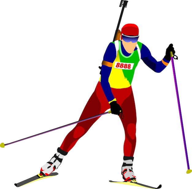 Biathlon runner silhouet Vector illustratie