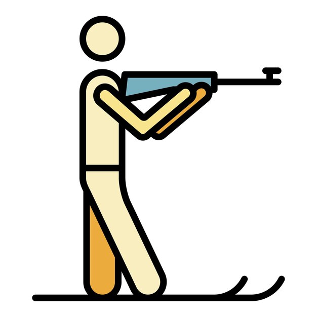 Иконка биатлонного стрелка Контур векторной иконки биатлонного стрелка, плоский изолированный цвет