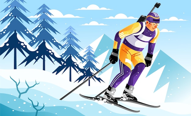 Vector biathlon sport illustration