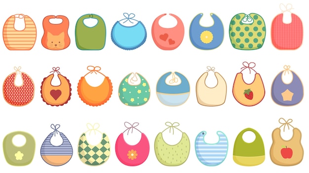 Bib icons set cartoon vector Boy baby