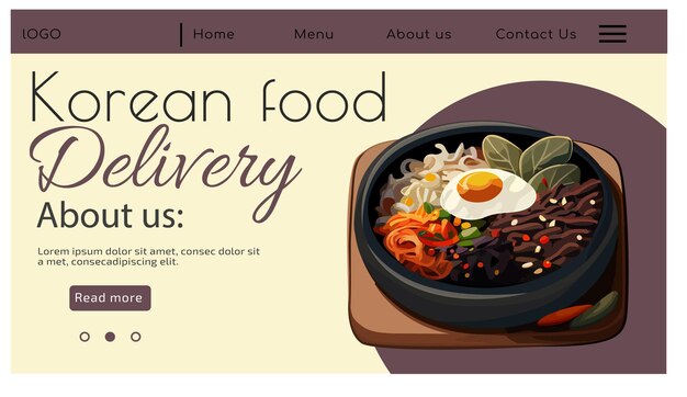 Bibimbap bi bim bop Koreaans eten levering webpagina sjabloon banner ontwerp vectorillustratie