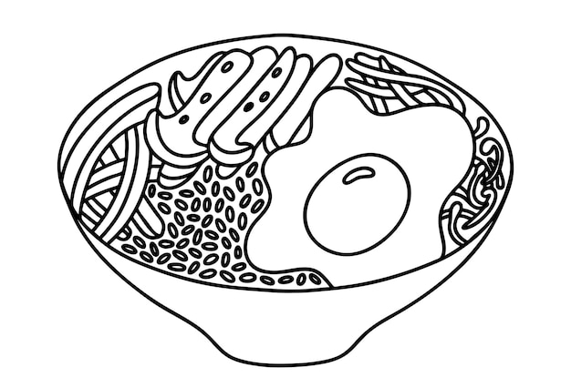 Bibimbap cibo coreano illustrazione vettoriale