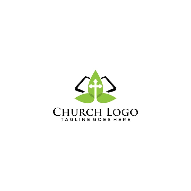 Bible cross leaf church logo