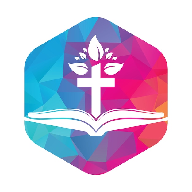 Bible Cross Tree Logo Design Christian Church Tree Cross Vector Template Design