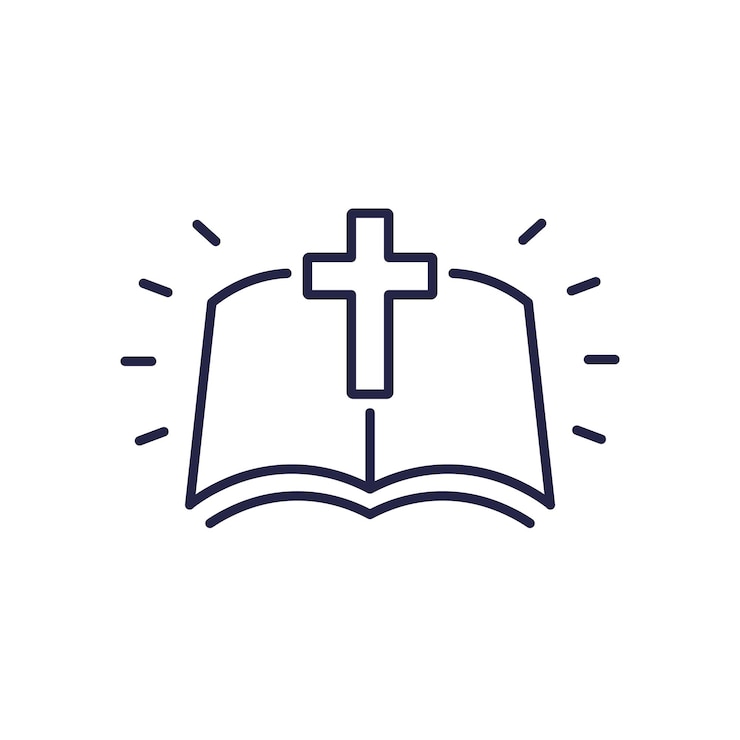 Vector bible line icon holy prayer book
