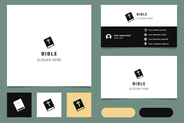Vettore design del logo della bibbia con libro di branding di slogan modificabile e