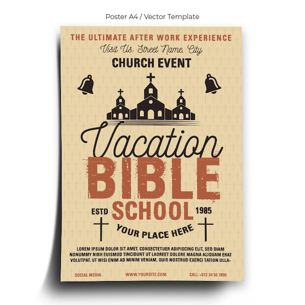 Vector bible school event poster template