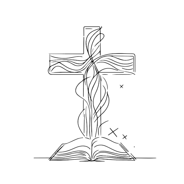 Vector bible with cross of christ