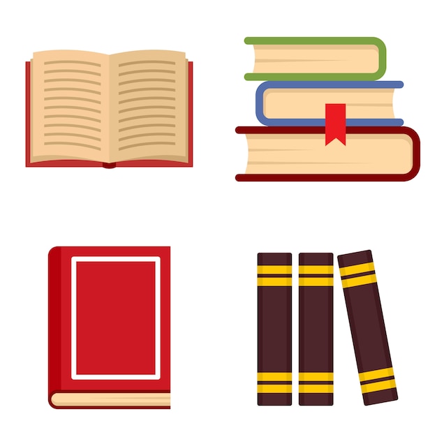 Bibliotheekboeken icon set