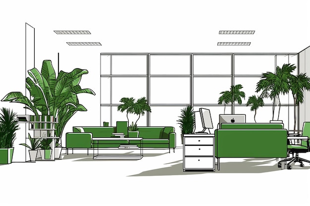 Vector bibliotheekkamerconcept biophilic office vector icoonontwerp serviced office symbool activiteit