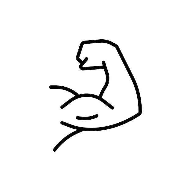 Biceps-pictogram in het zwart. sterke arm. gespierde bodybuilder pose. vector op geïsoleerde witte achtergrond. eps-10.