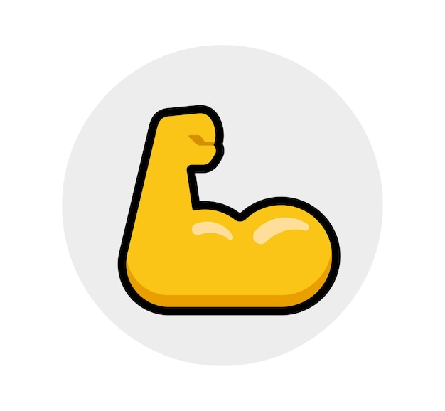 Vector biceps vector platte pictogram geïsoleerde gebogen biceps hand emoji emoji illustratie