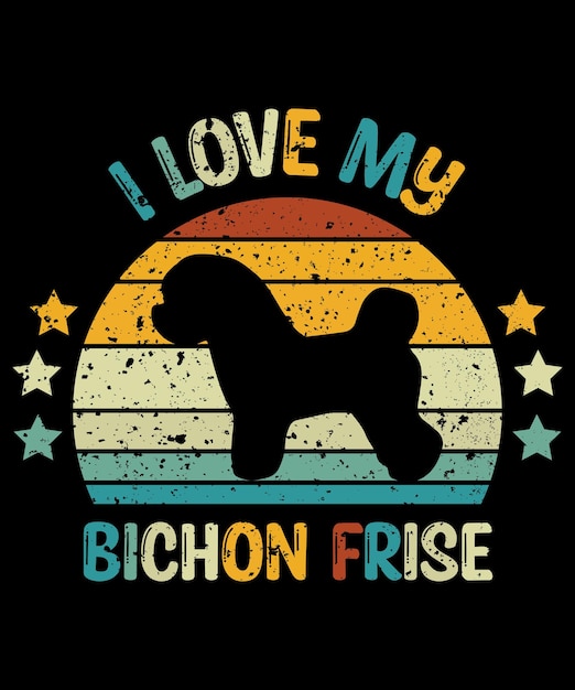 Vector bichon frise silhouette vintage and retro tshirt design