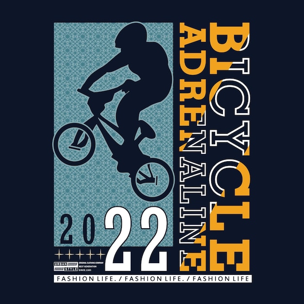 bicycle adrenaline tee typography graphic design vector illustration art