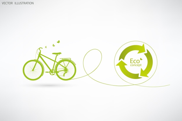 Вектор Символ велосипеда и переработки экологически чистый мир иллюстрация концепции экологии
