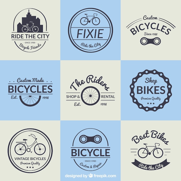 Vector bicycle badge collection in vintage design