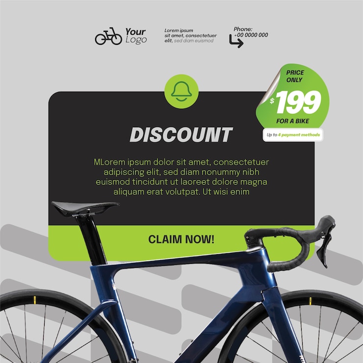 Vector bicycle bike banner sjabloon te koop