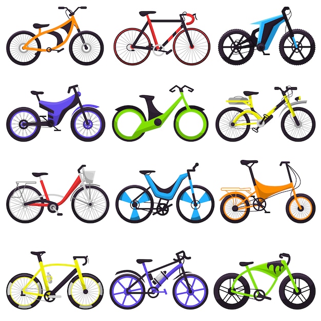 Bicycle bikers cycle biking set