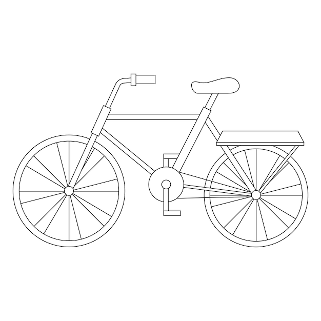 白い背景に分離された自転車黒線画落書き