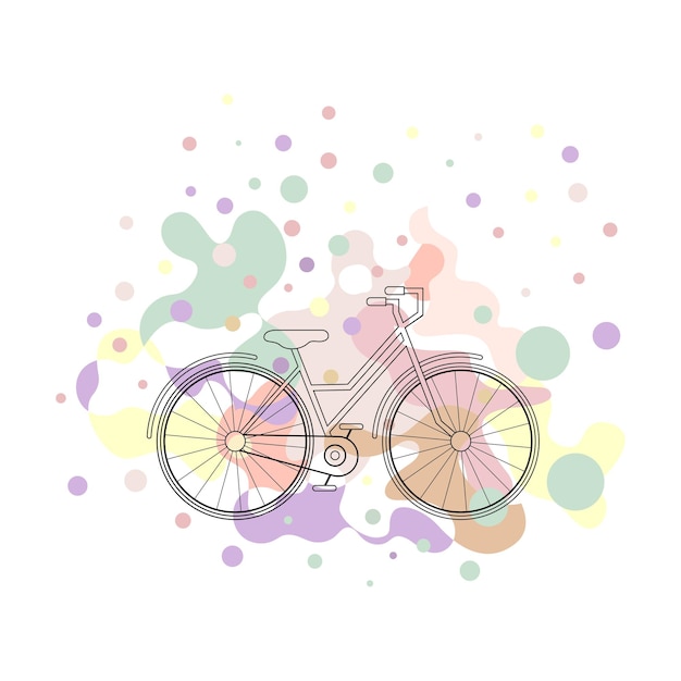 A bicycle on a bright background in the form of splashes