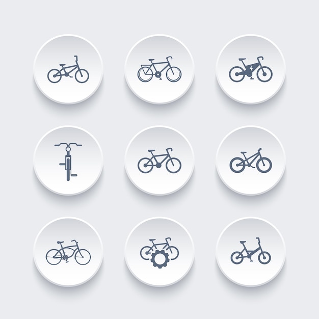 Vector bicycle cycling electric bike icons set vector illustration