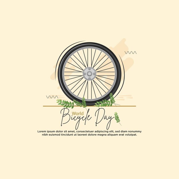 Vettore un poster di una giornata in bicicletta con sopra una ruota di bicicletta.