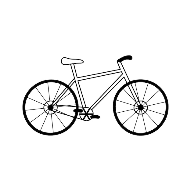 Illustrazione vettoriale di doodle di bicicletta elemento disegnato a mano della silhouette della bicicletta isolato