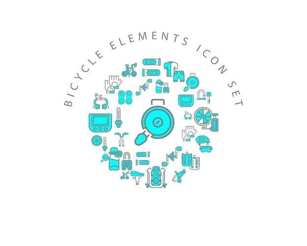 Bicycle elements icon set design