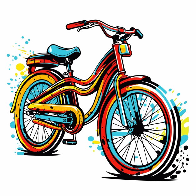 Vector bicycle illustration with pop art style