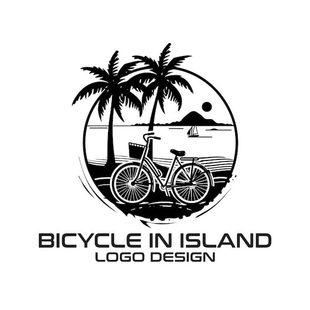 Bicycle In Island Vector Logo Design