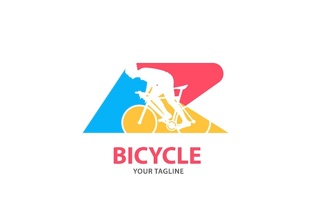 Logo della bicicletta logo r iniziale astratto con illustrazione vettoriale del logo sportivo della silhouette della bicicletta