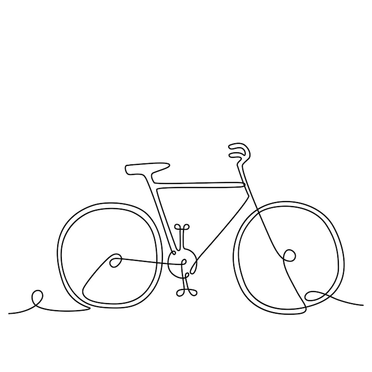 Vector 1つの連続した線画、ベクトル図の自転車