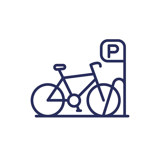 Bicycle parking icon with a bike line vector