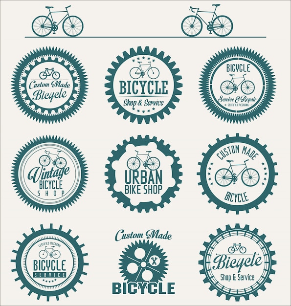 Vector bicycle retro badges and labels collection