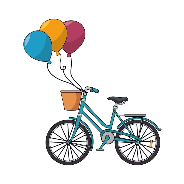 Bicycle retro with balloons party