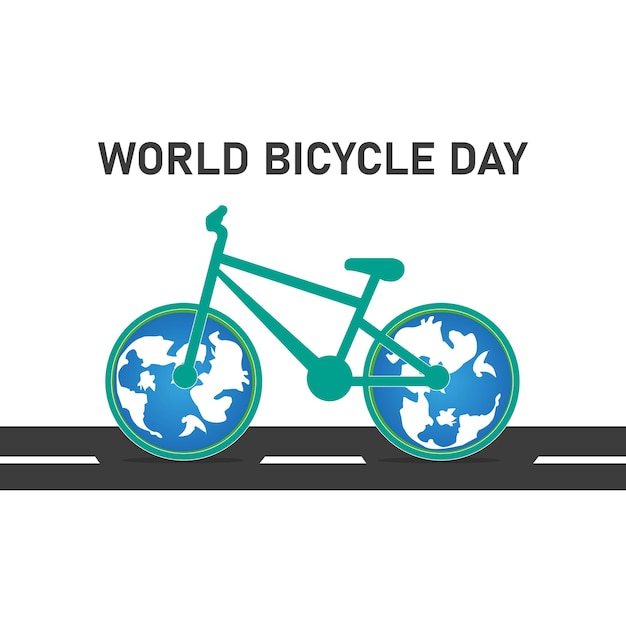 Vector bicycle on the road world bicycle day