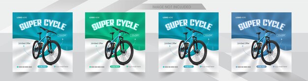 自転車販売クリエイティブなソーシャルメディアポストとウェブバナーデザインテンプレートバンドル