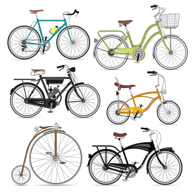 Vettore illustrazione del set di biciclette