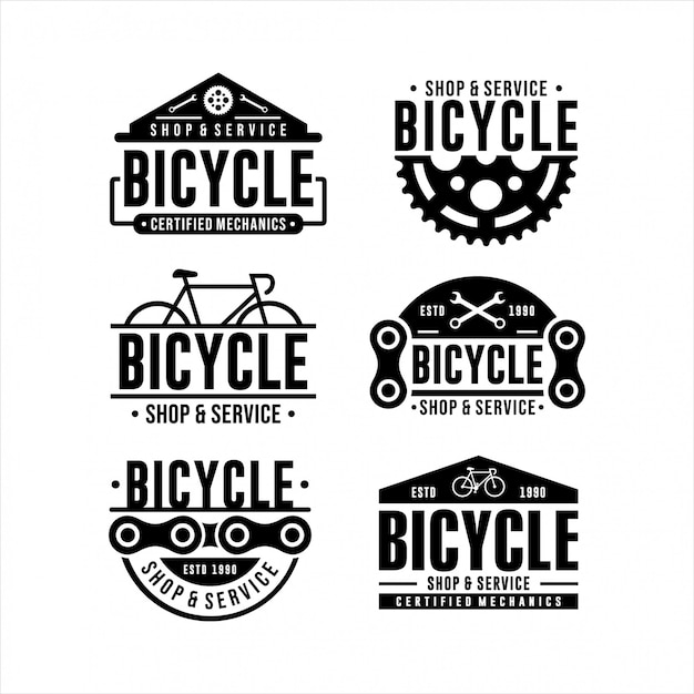 Vettore negozio di biciclette e servizio di progettazione logo