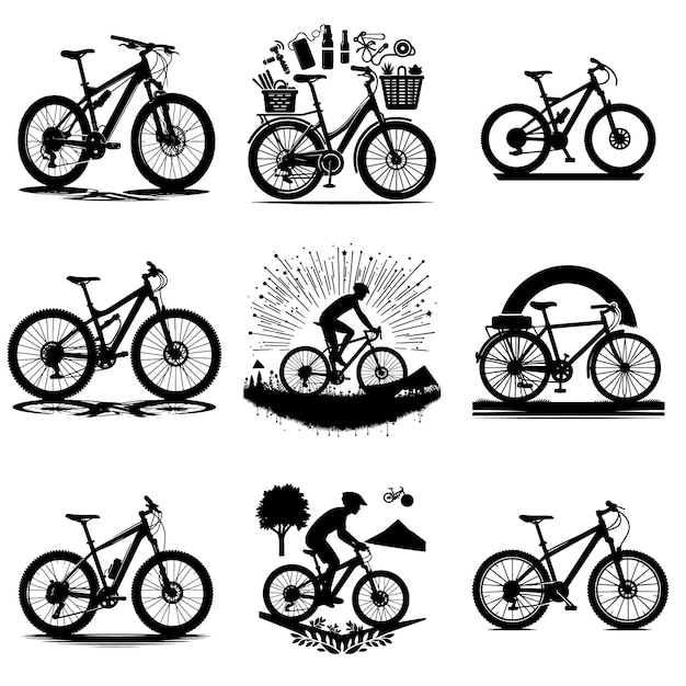 Vector bicycle silhouette vector editable download