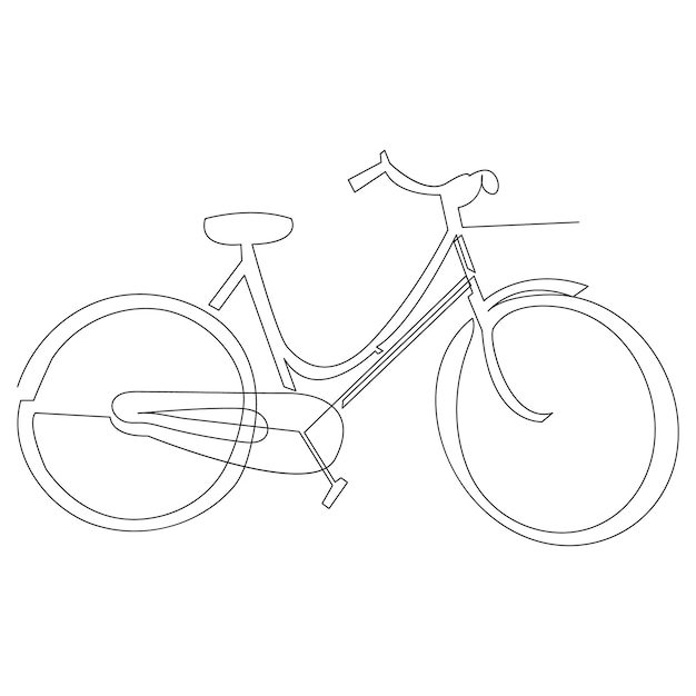 自転車 単行列 連続的な輪郭ベクトルアート図とシンプルな1行ミニマリストデザイン